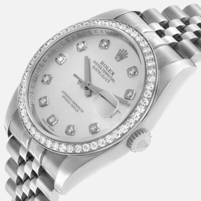 Rolex Datejust 116244 Steel White Gold Silver Diamond Dial 36mm