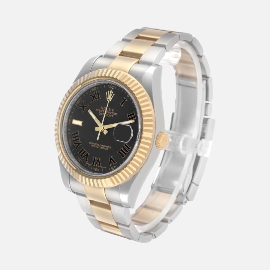 Rolex Datejust II 116333 Black Roman Dial Steel Yellow Gold 41mm