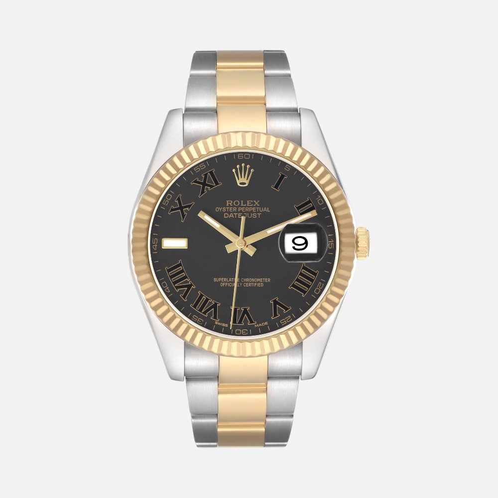 Rolex Datejust II 116333 Black Roman Dial Steel Yellow Gold 41mm