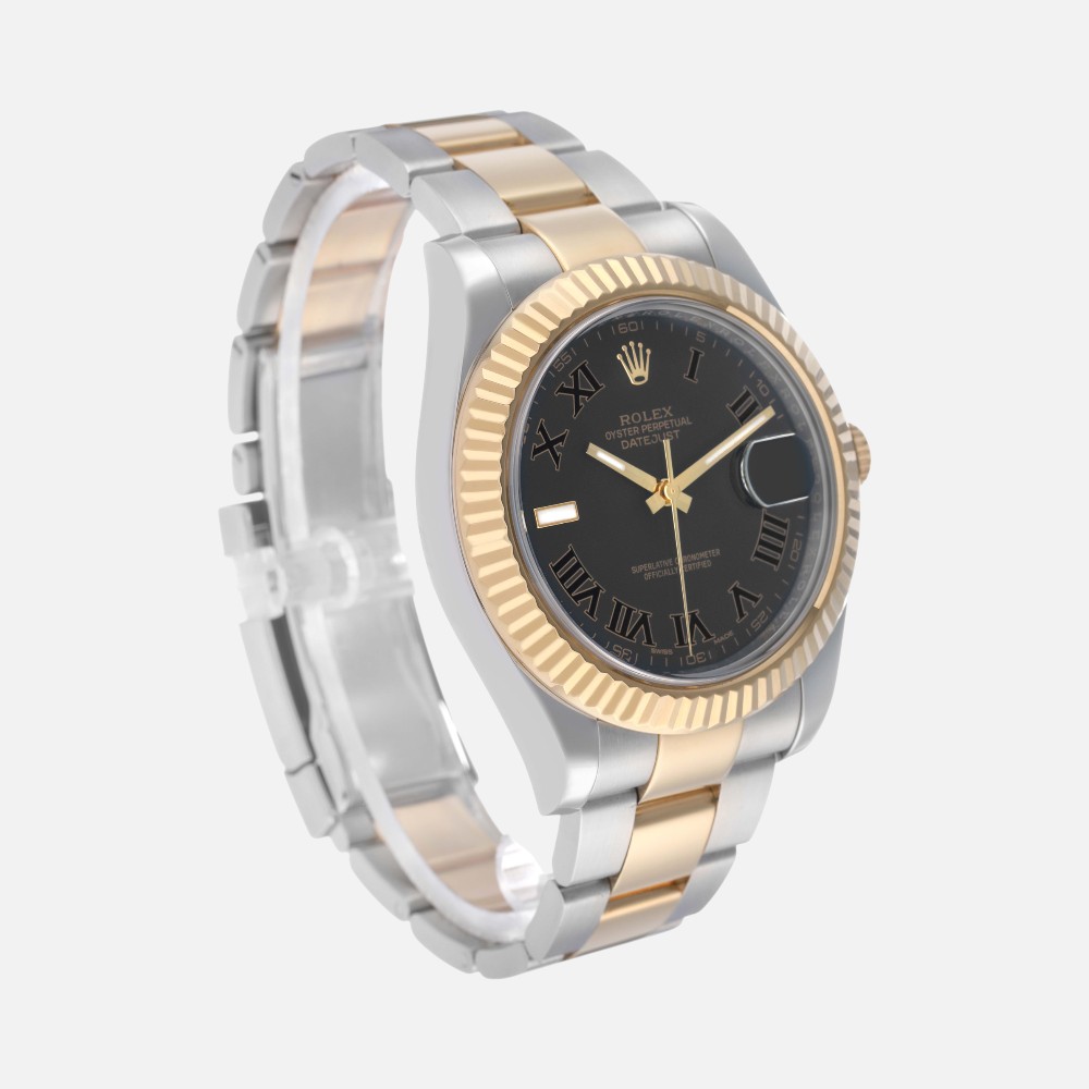 Rolex Datejust II 116333 Black Roman Dial Steel Yellow Gold 41mm