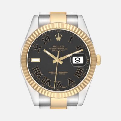 Rolex Datejust II 116333 Black Roman Dial Steel Yellow Gold 41mm