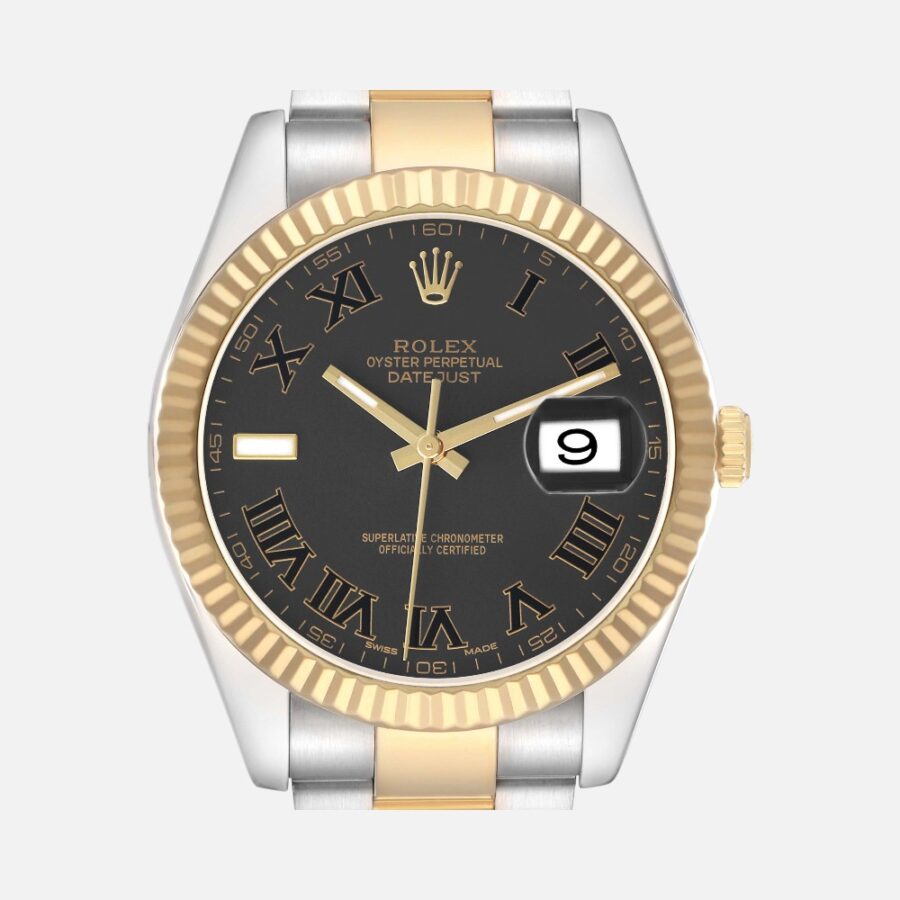 Rolex Datejust II 116333 Black Roman Dial Steel Yellow Gold 41mm