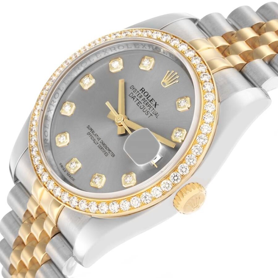 Rolex Datejust 116243 Two-Tone Steel & Yellow Gold Silver Diamond Dial 36mm