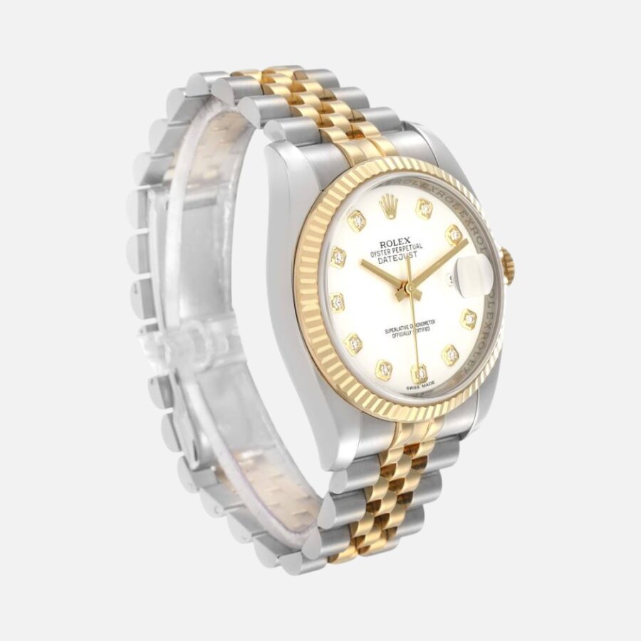 Rolex Datejust 116233 Two-Tone Steel amp; Yellow Gold White Diamond Dial 36mm