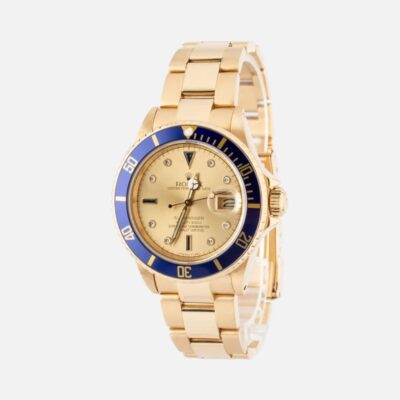 Rolex Submariner 16808 Champagne Serti Dial 18K Yellow Gold