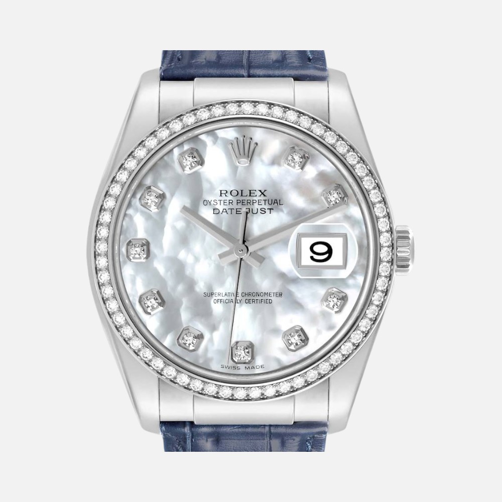 Rolex Datejust 116189 White Gold MOP Diamond Dial 36mm