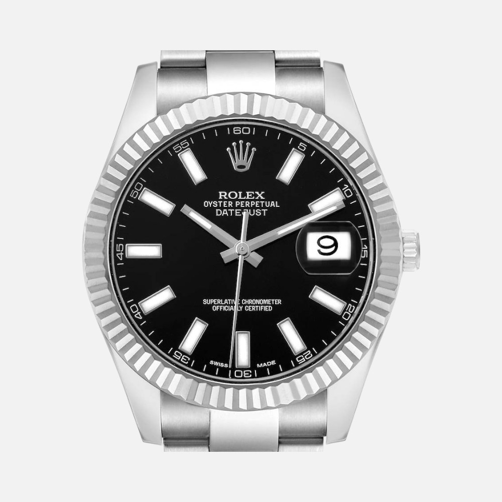 Rolex Datejust II 116334 Steel & White Gold Black Dial 41mm