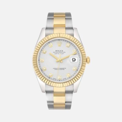 Rolex Datejust II 116333 Two-Tone Yellow Gold & Steel Silver Diamond Dial 41mm