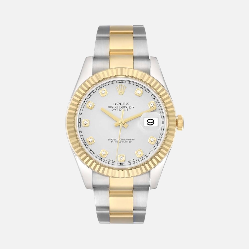 Rolex Datejust II 116333 Two-Tone Yellow Gold & Steel Silver Diamond Dial 41mm