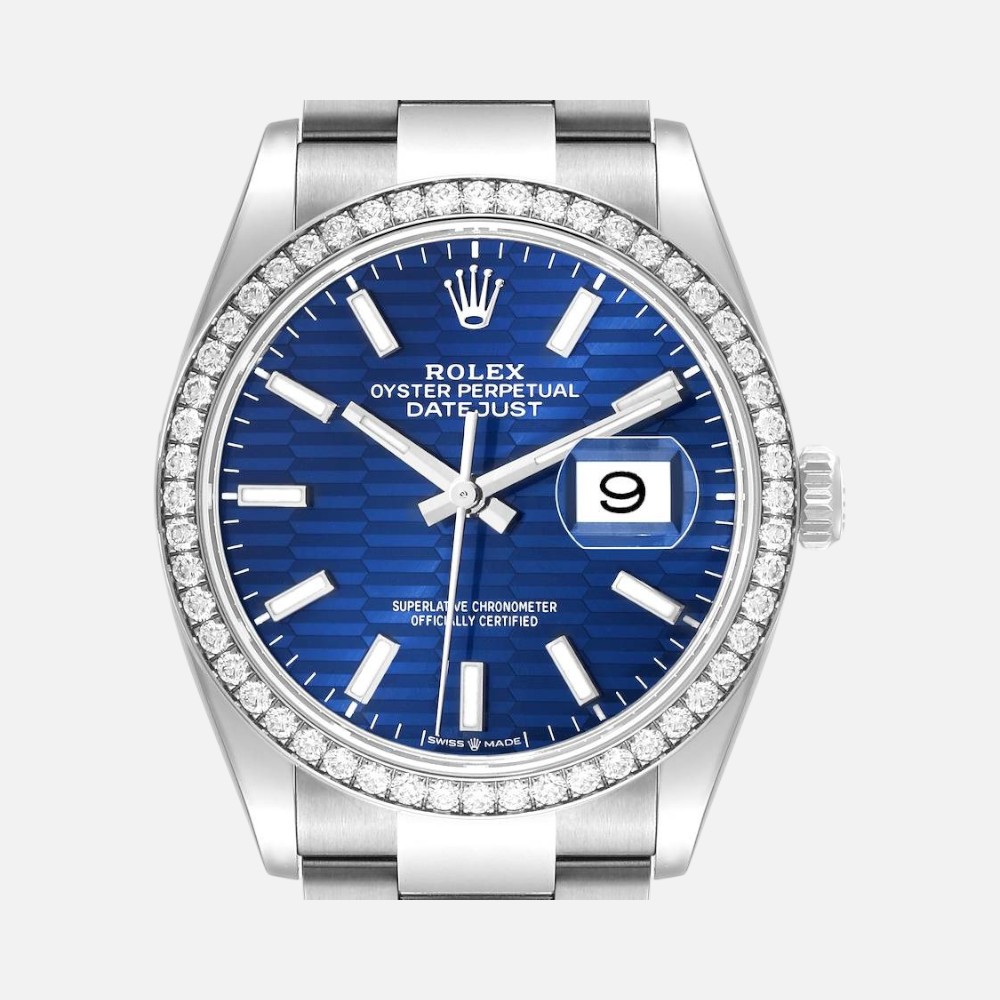 Rolex Datejust 126284 Steel Blue Fluted Dial Diamond 41mm