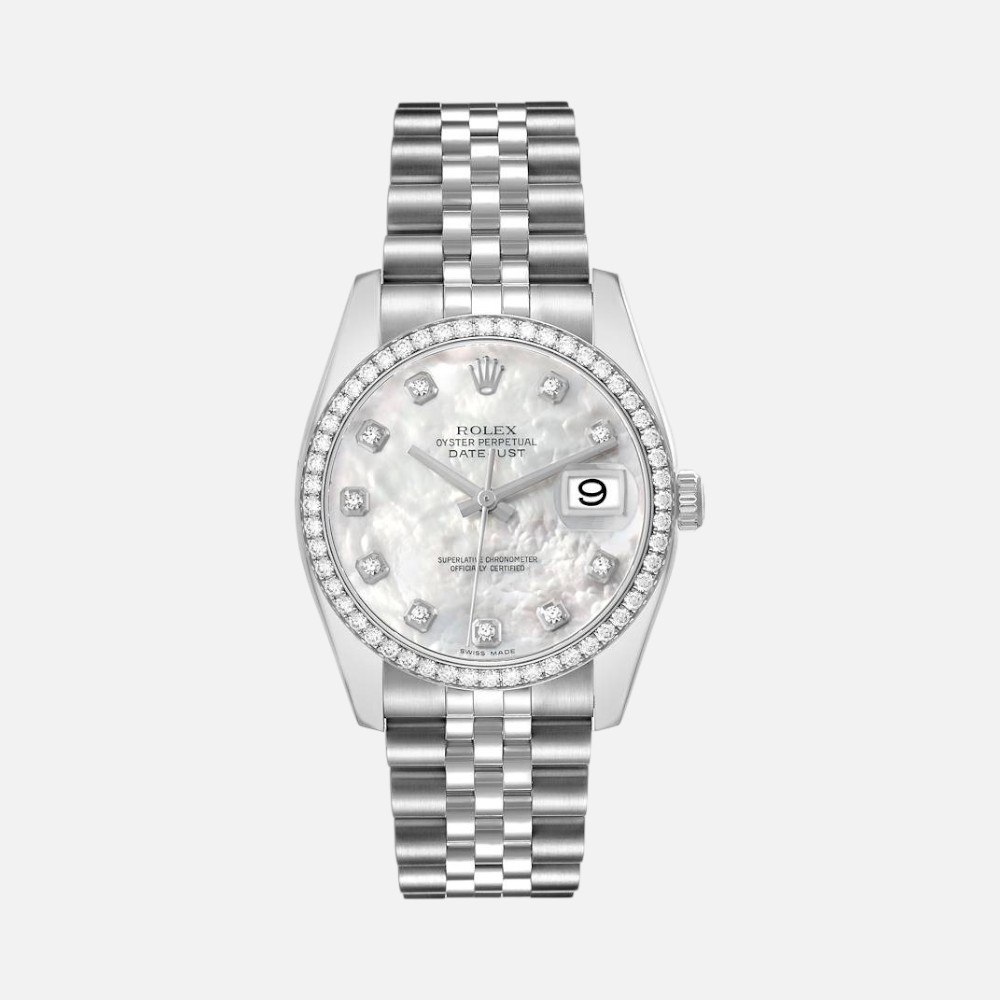 Rolex Datejust 116244 Steel & White Gold MOP Diamond Dial 36mm