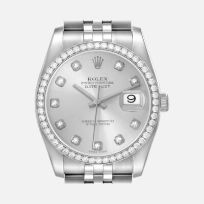 Rolex Datejust 116244 Steel White Gold Silver Diamond Dial 36mm