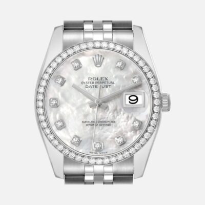 Rolex Datejust 116244 Steel & White Gold MOP Diamond Dial 36mm