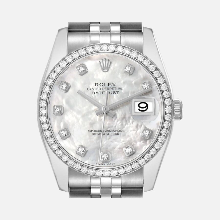 Rolex Datejust 116244 Steel & White Gold MOP Diamond Dial 36mm