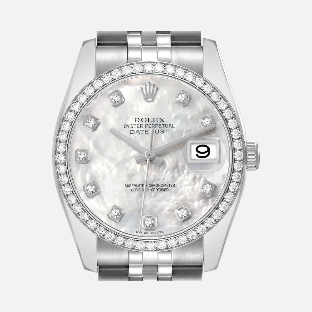 Rolex Datejust 116244 Steel & White Gold MOP Diamond Dial 36mm