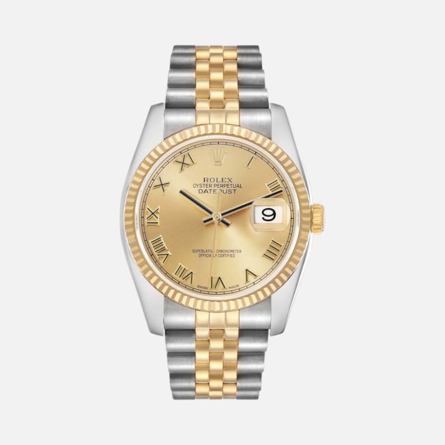 Rolex Datejust 116233 Two-Tone Steel & Yellow Gold Champagne Roman Dial 36mm