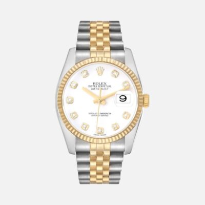 Rolex Datejust 116233 Two-Tone Steel amp; Yellow Gold White Diamond Dial 36mm