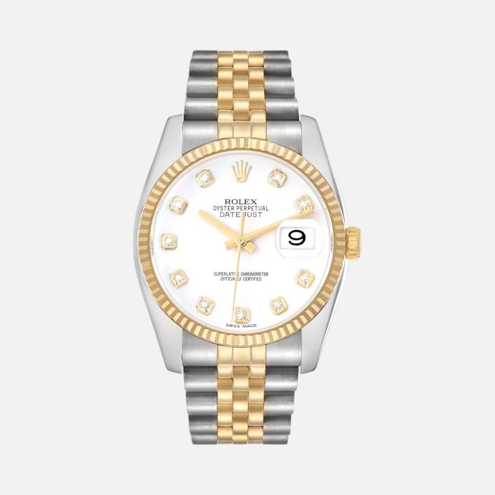 Rolex Datejust 116233 Two-Tone Steel amp; Yellow Gold White Diamond Dial 36mm