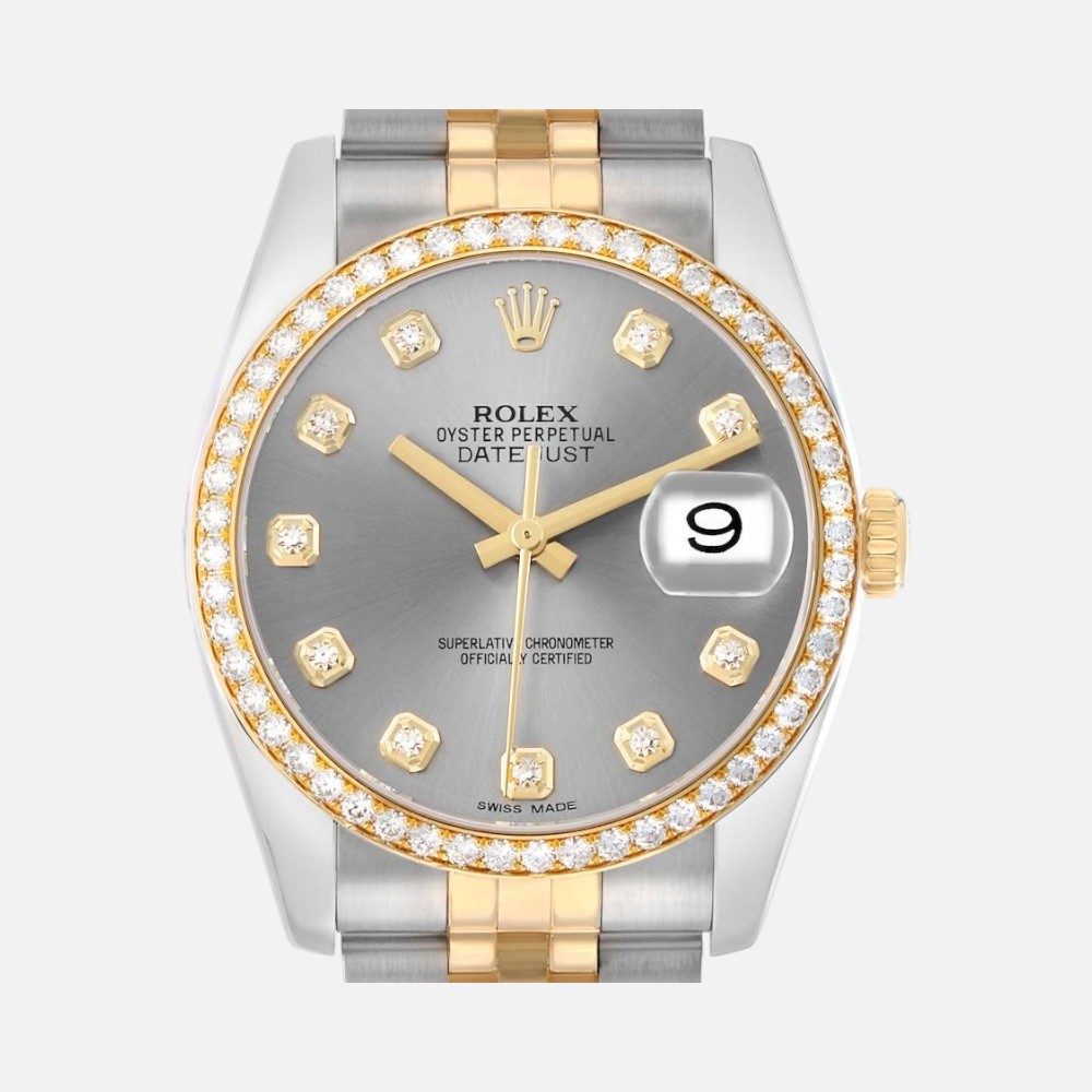Rolex Datejust 116243 Two-Tone Steel & Yellow Gold Silver Diamond Dial 36mm
