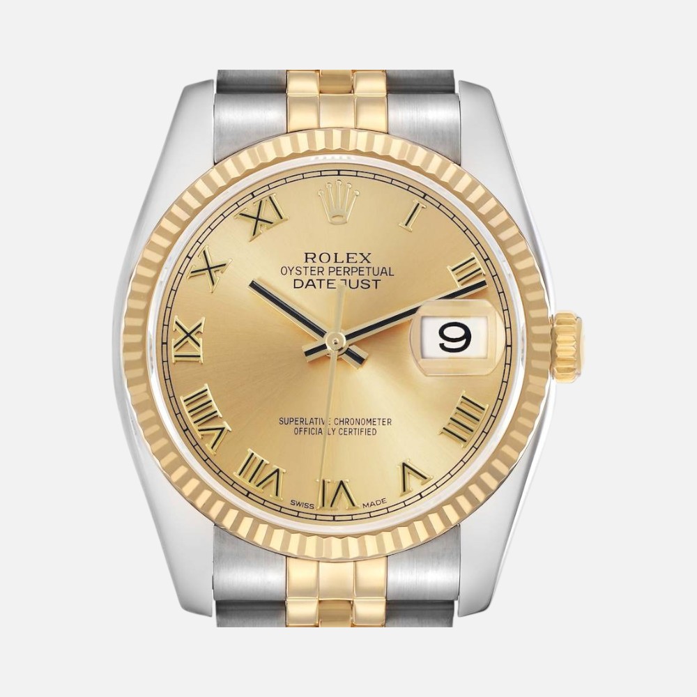 Rolex Datejust 116233 Two-Tone Steel & Yellow Gold Champagne Roman Dial 36mm