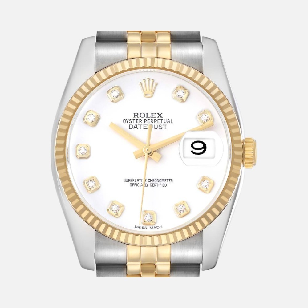 Rolex Datejust 116233 Two-Tone Steel amp; Yellow Gold White Diamond Dial 36mm