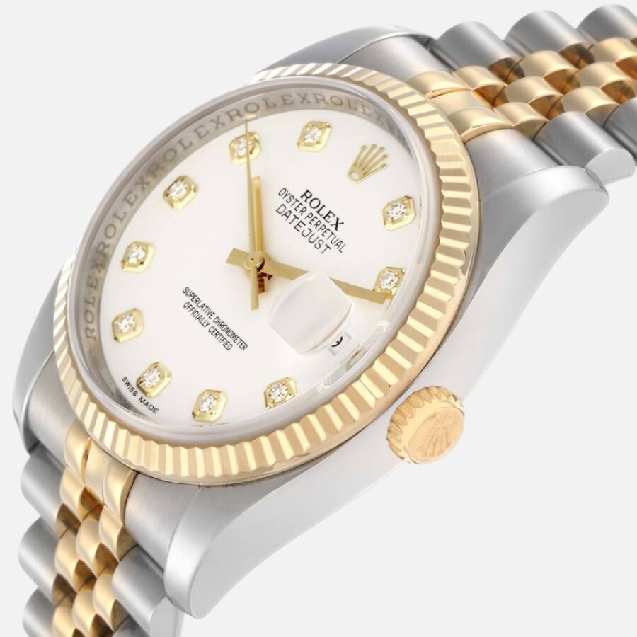 Rolex Datejust 116233 Two-Tone Steel amp; Yellow Gold White Diamond Dial 36mm