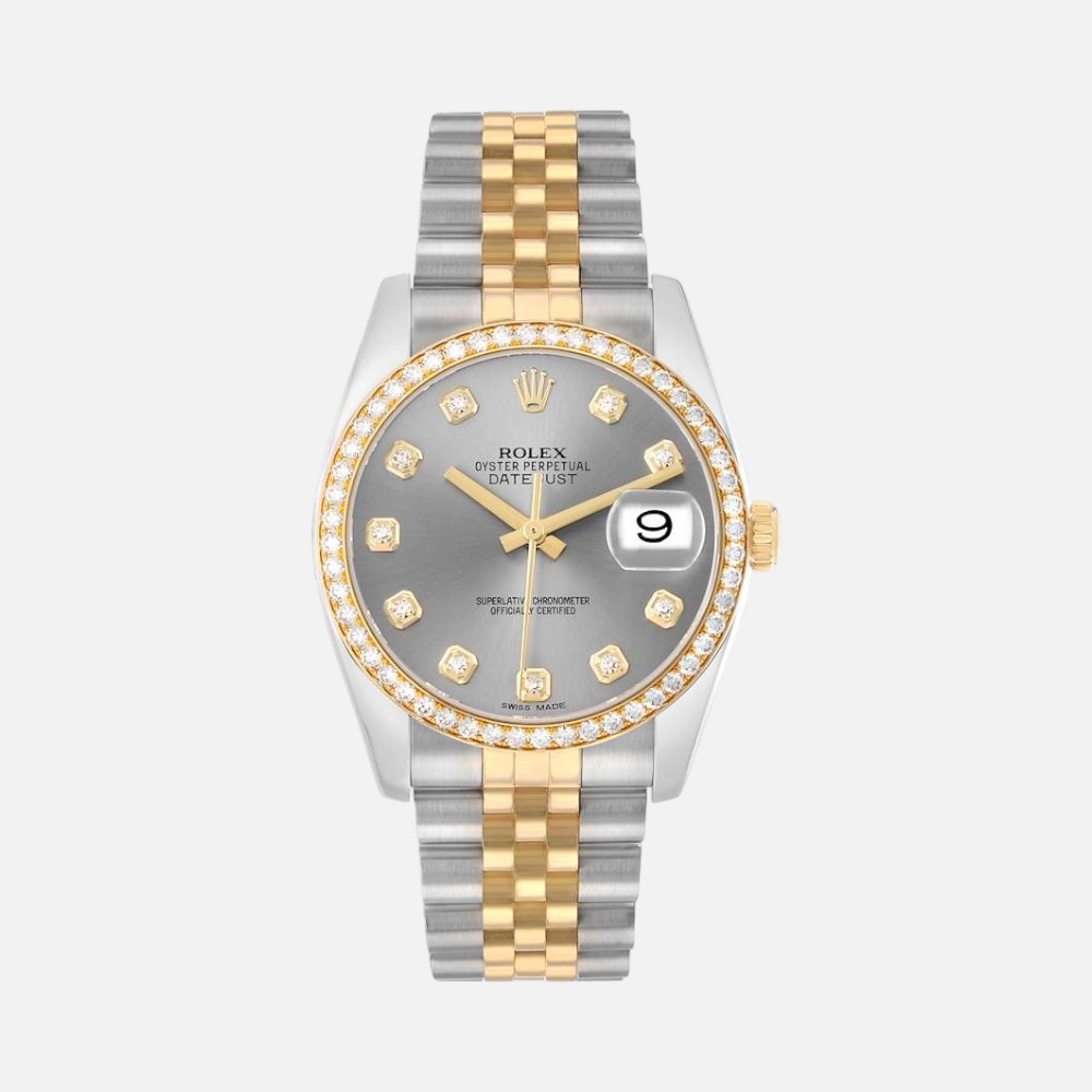 Rolex Datejust 116243 Two-Tone Steel & Yellow Gold Silver Diamond Dial 36mm