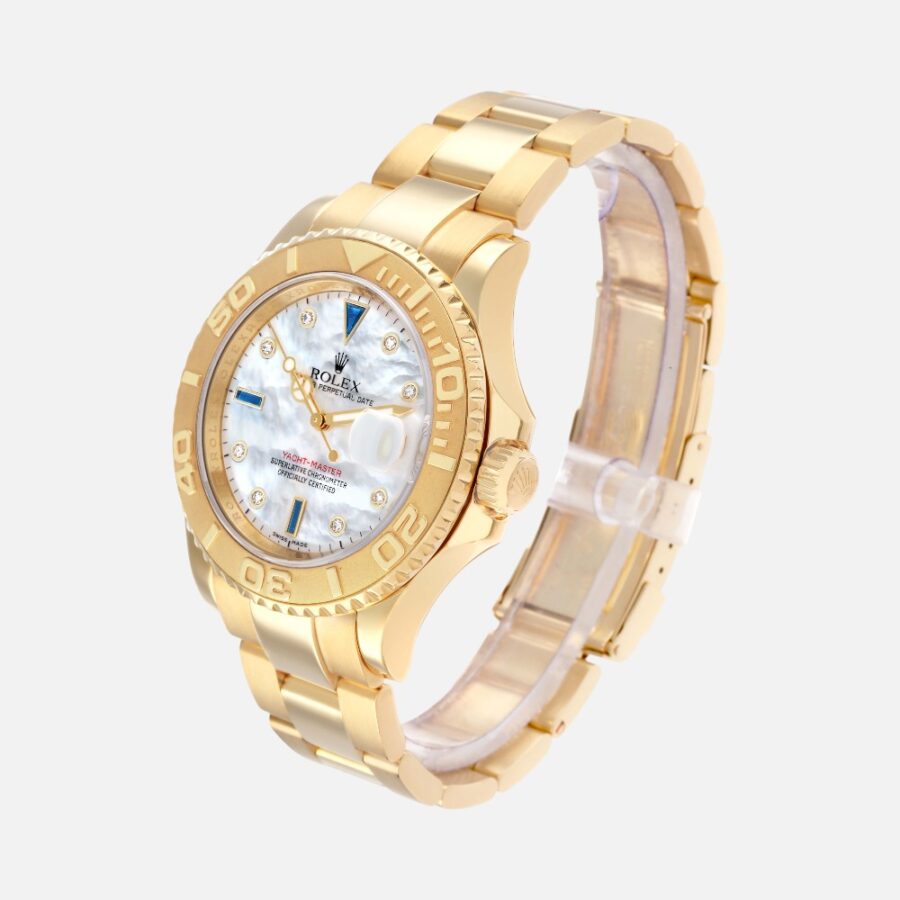 Rolex Yacht-Master 40 16628B Yellow Gold MOP Diamond Sapphire Dial
