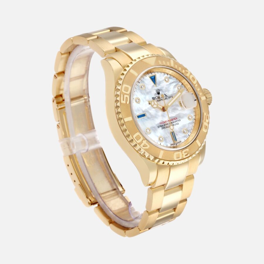 Rolex Yacht-Master 40 16628B Yellow Gold MOP Diamond Sapphire Dial