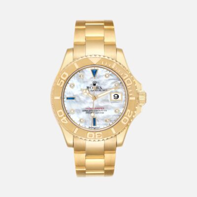 Rolex Yacht-Master 40 16628B Yellow Gold MOP Diamond Sapphire Dial