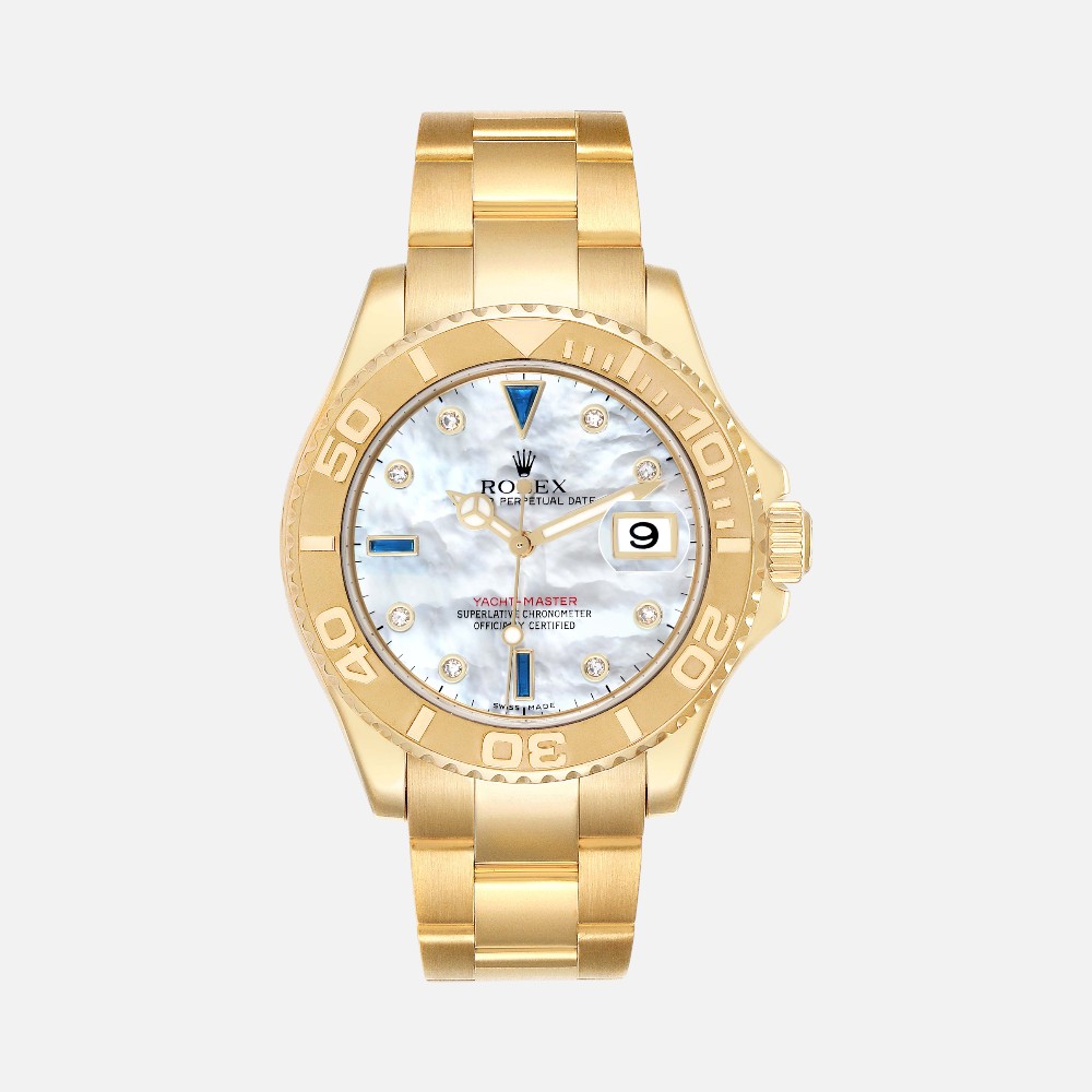 Rolex Yacht-Master 40 16628B Yellow Gold MOP Diamond Sapphire Dial