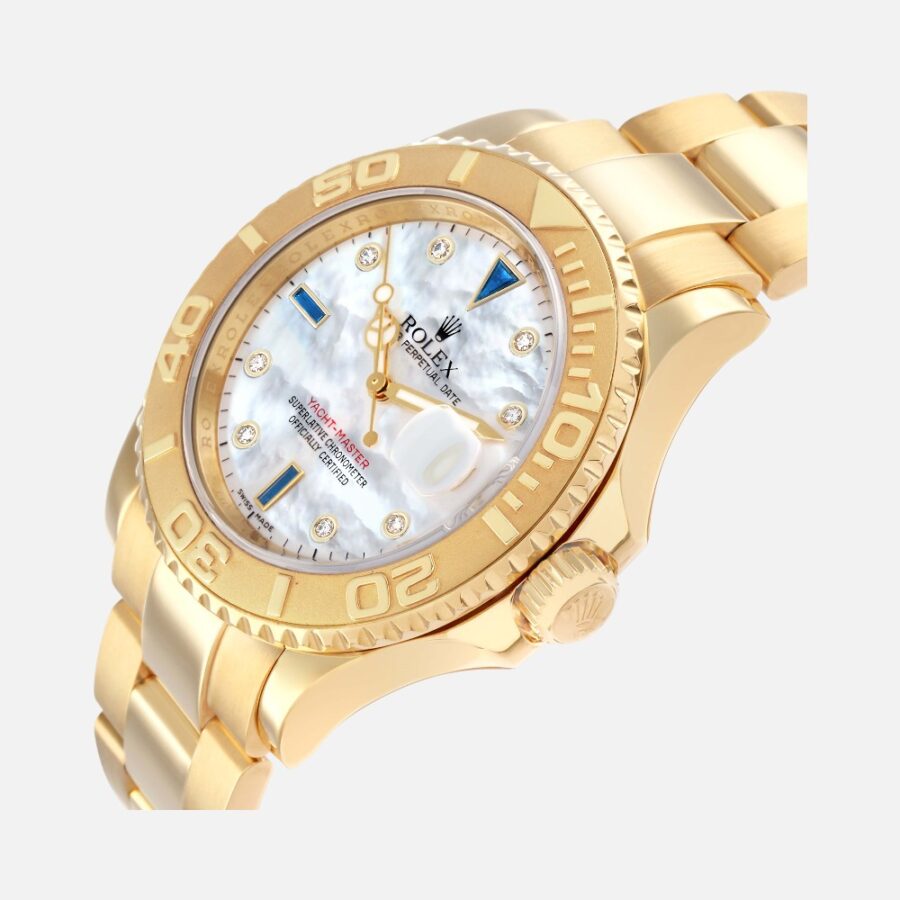 Rolex Yacht-Master 40 16628B Yellow Gold MOP Diamond Sapphire Dial