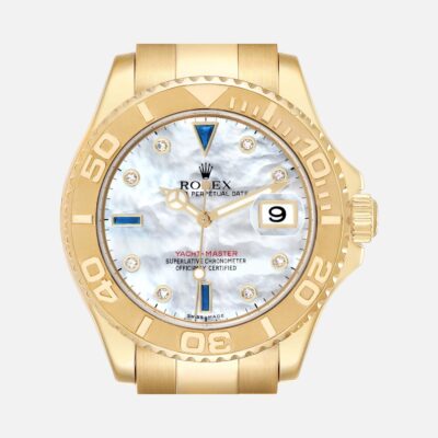 Rolex Yacht-Master 40 16628B Yellow Gold MOP Diamond Sapphire Dial