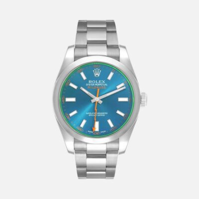Rolex Milgauss 116400GV Green Crystal Blue Dial 40mm Steel