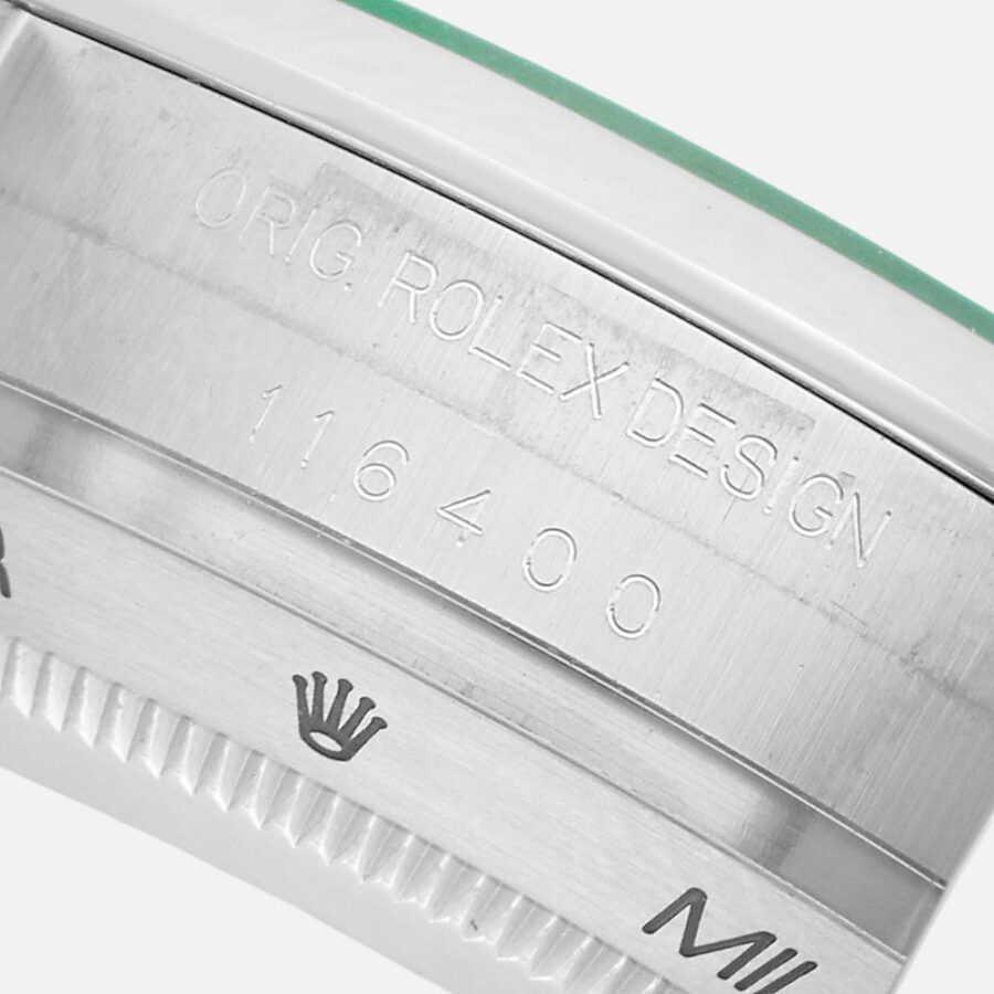 Rolex Milgauss 116400GV Green Crystal Blue Dial 40mm Steel