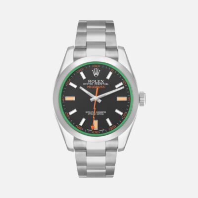 Rolex Milgauss 116400 Green Crystal Black Dial 40mm Steel