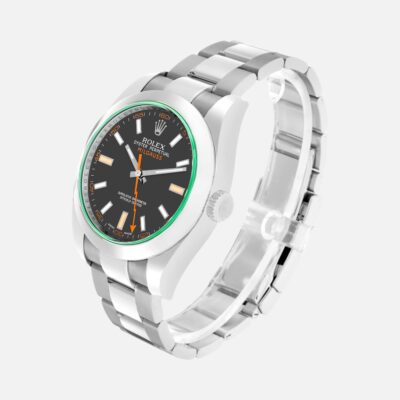 Rolex Milgauss 116400 Green Crystal Black Dial 40mm Steel