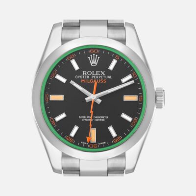 Rolex Milgauss 116400 Green Crystal Black Dial 40mm Steel