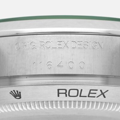 Rolex Milgauss 116400 Green Crystal Black Dial 40mm Steel