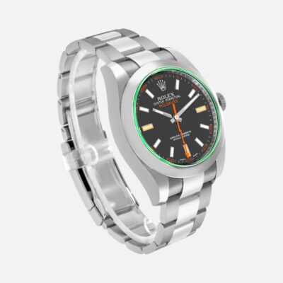Rolex Milgauss 116400 Green Crystal Black Dial 40mm Steel