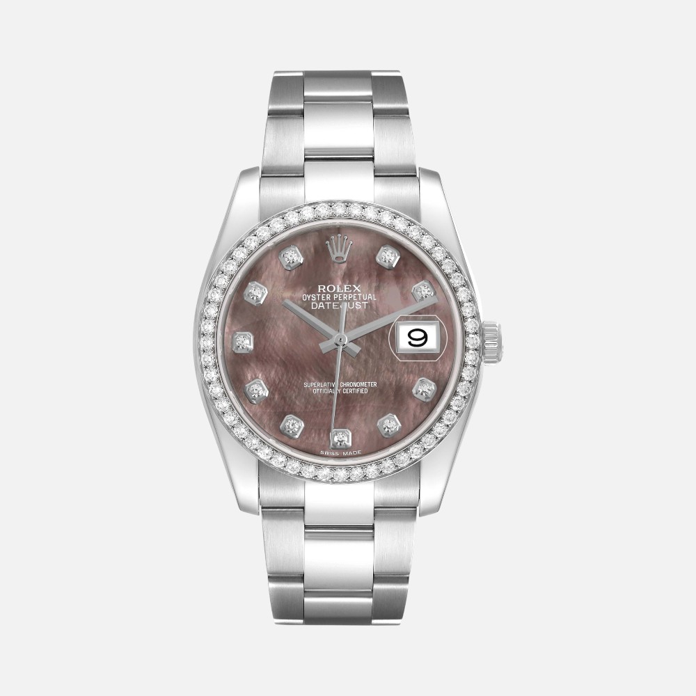 Rolex Datejust 116244 Diamond Mother of Pearl Dial Steel White Gold 36mm