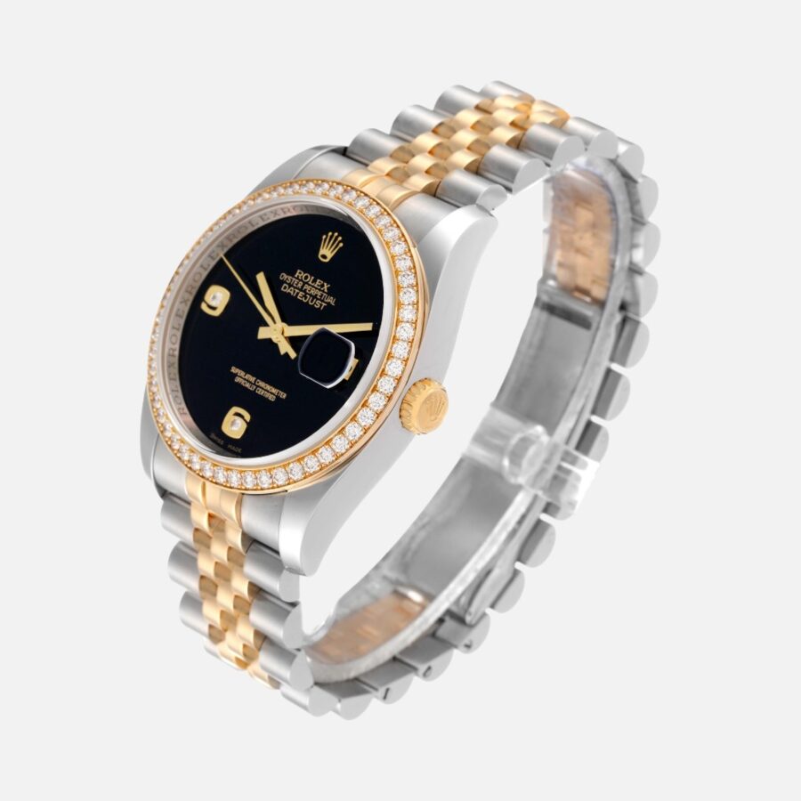 Rolex Datejust 116243 Black Diamond Dial Steel Yellow Gold 36mm