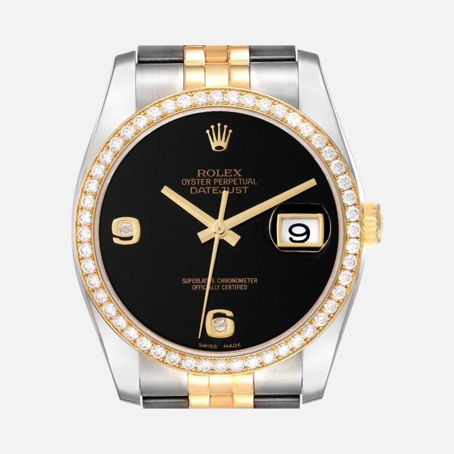 Rolex Datejust 116243 Black Diamond Dial Steel Yellow Gold 36mm