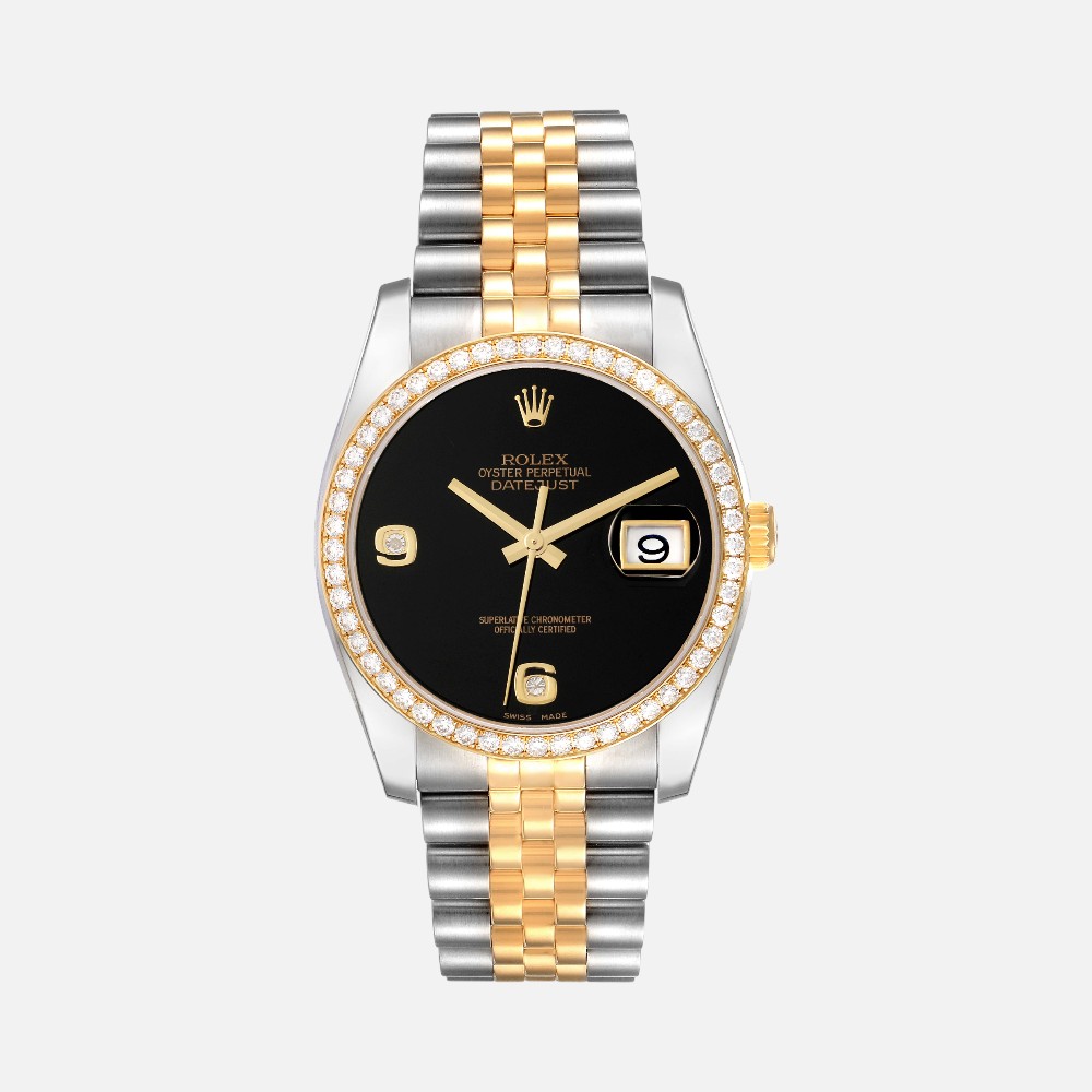Rolex Datejust 116243 Black Diamond Dial Steel Yellow Gold 36mm