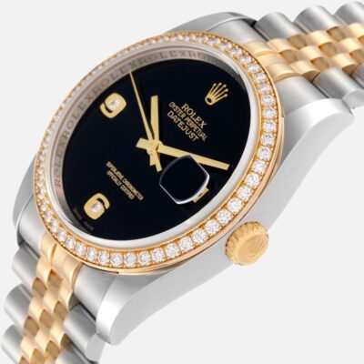 Rolex Datejust 116243 Black Diamond Dial Steel Yellow Gold 36mm