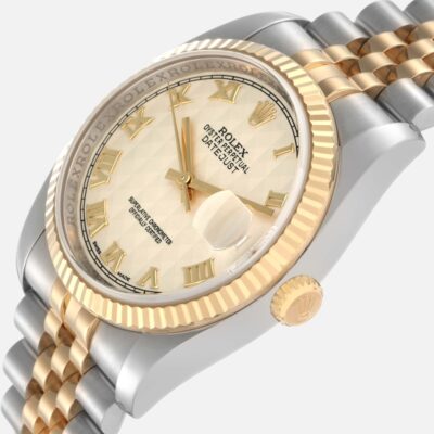 Rolex Datejust 116233 Steel Yellow Gold Ivory Pyramid Dial 36mm