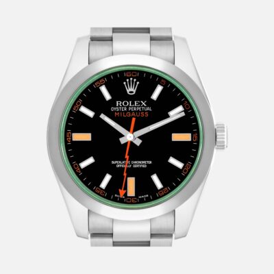 Rolex Milgauss 116400 Green Crystal Black Dial 40mm Steel
