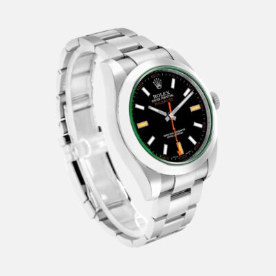 Rolex Milgauss 116400 Green Crystal Black Dial 40mm Steel