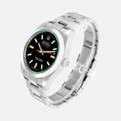 Rolex Milgauss 116400 Green Crystal Black Dial 40mm Steel
