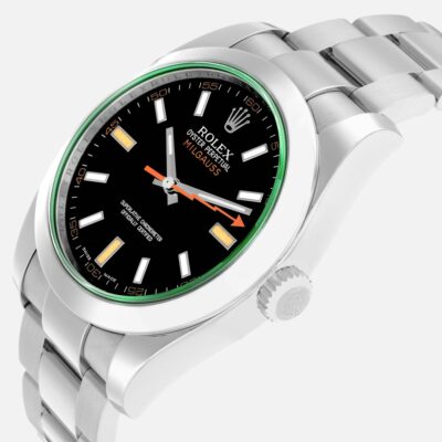 Rolex Milgauss 116400 Green Crystal Black Dial 40mm Steel